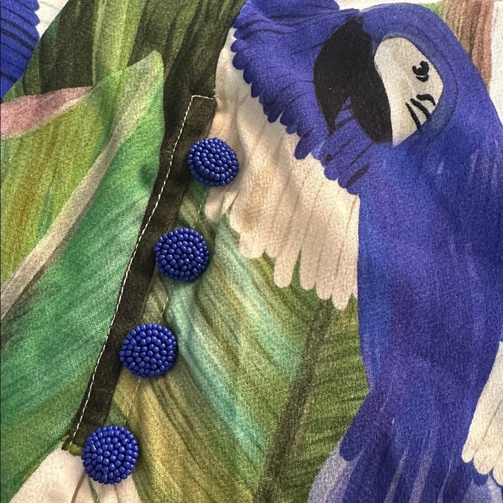 Blue and Green Parrot Print Skirt